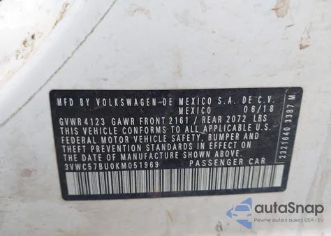 2019 Volkswagen Jetta 1.4T R-Line/1.4T S/1.4T Se from USA, damaged, VIN 3VWC57BU0KM051969